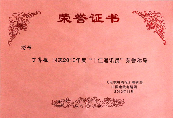 大宝娱乐集团在2013年《电线电缆报》暨中国电线电缆网事情聚会上载誉而归