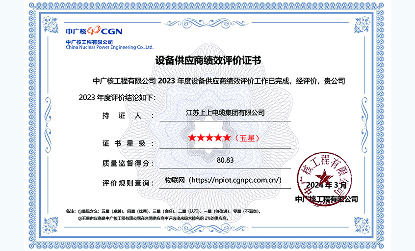 大宝娱乐再次获评中广核工程有限公司年度五星供应商