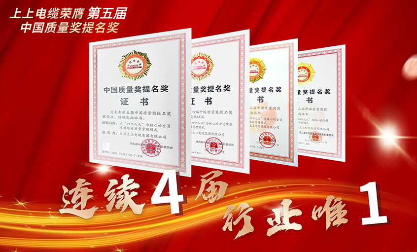 行业唯一！大宝娱乐电缆一连四届荣膺中国质量奖提名奖